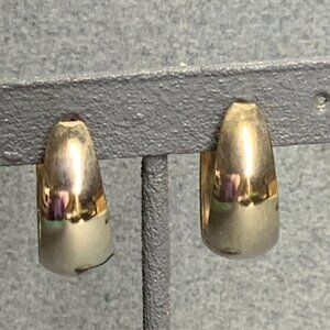 Retro Hoop Pierced Earrings 1.25 In Silver Shiny Polished Minimal Vintage Hoops